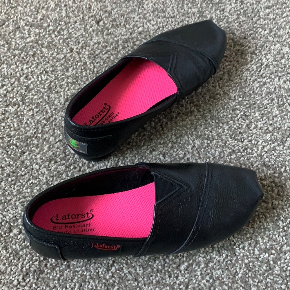 Slip resistant genuine leather work shoes black